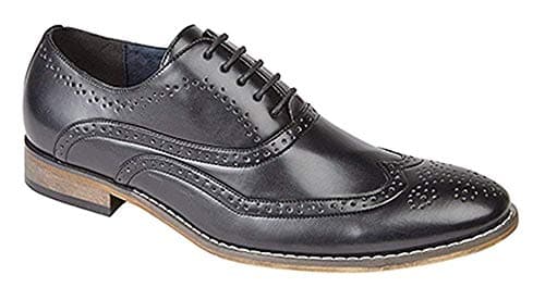 Image of Mens 'Goor' 5 Eyelet Brogue Oxford Shoes - Black PU, Mens UK 11 / EU 45