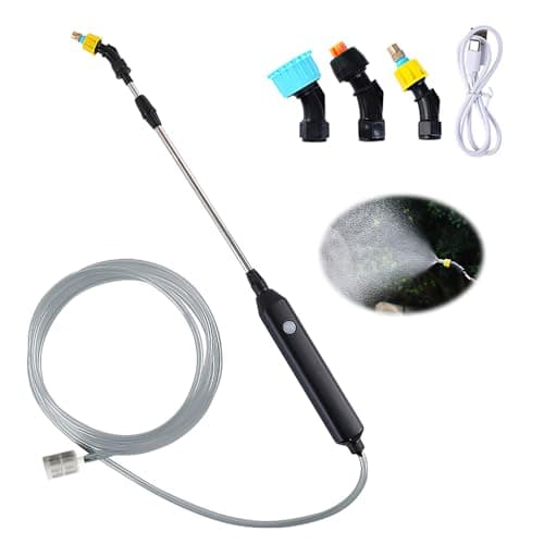 Image of Lotvic Garden Sprayer, Battery Powered Sprayers, Electric Plant Mister, Portable Garden Sprayer with 3 Nozzles and 5M Hose, Rechargeable Garden Sprayers for Yard Lawn Weeds Plants (5V)