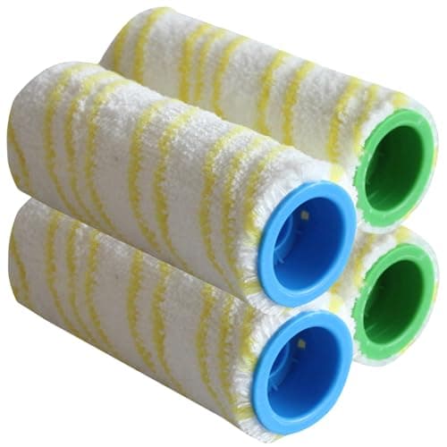 Image of 4PCS Microfibre Roller Brush Set, Rollers Brush Set for Kärcher FC3 FC5 FC7 FC3D,Vacuum Cleaner Roller Brush,Multi-Surface Roller Set, Yellow