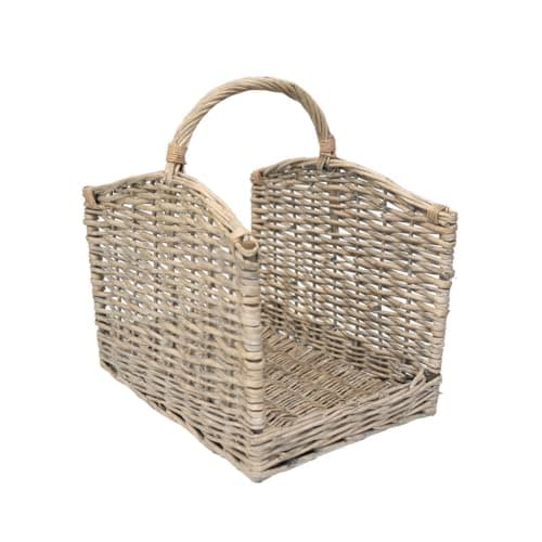 Image of Arthur Cameron - Coombe Buff Wicker Log Storage and Organization with Handle - Blanket Basket & Living Room Decor (Large)