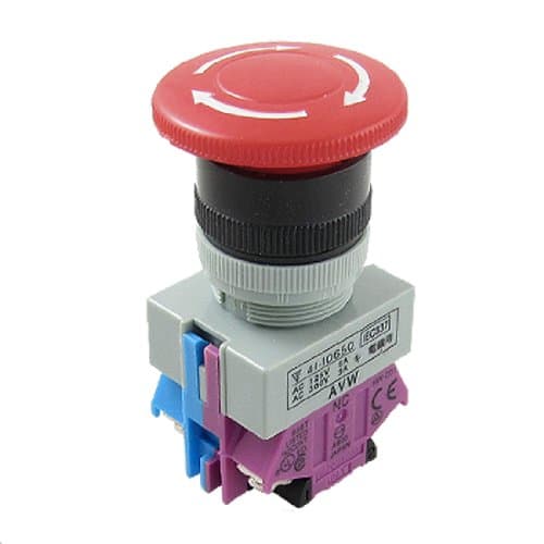 Image of Sourcingmap AC 600V 10A Red Mushroom Emergency Stop Push Button Switch 22mm NO NC