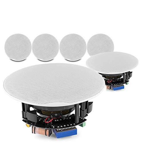 Image of Power Dynamics FCS8 8" Ceiling Speakers Set of 6, Flush Mount Low Profile 2-Way Coaxial Speakers, 960W Max, 100V/8 Ohm Loudspeakers for Shop, Restaurant, Commercial Audio Installation - White