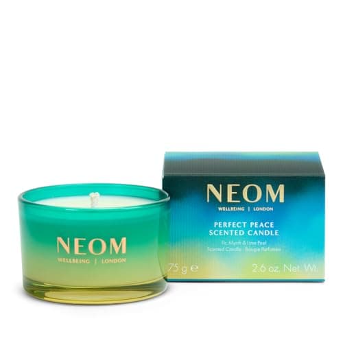 Image of NEOM Perfect Peace Travel Size Candle | Myrrh, Fir & Lime Peel I Pure Essential Oils I 100% Naturally derived Wax I Hand Finished I Relieve Tension