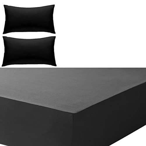 Image of Olivia Rocco Percale Extra Deep Fitted Sheet, Non iron, 180 TC, 12"(30cm) Box (Bunk Bed, Black)