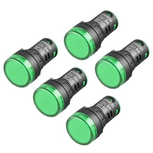 Image of Heschen 22mm LED Indicator Pilot Light, AD16-22D/S, 24VDC 20mA, Green Light Colour, 5Pack