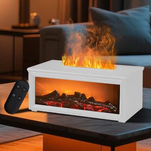 Image of Fireplace Essential Oil Diffuser with Remote Control, 7 Colours Flame Aromatherapy Diffuser Mist Humidifier, 280ml Aroma Diffusers with Auto Shut-Off and Timer for Home, Office, Bedroom, Spa