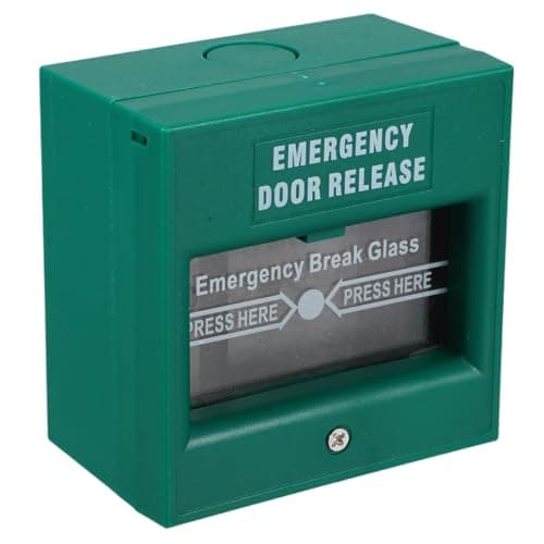 Image of Operitacx Emergency Alarm Button Break Glass Fire Exit Release Switch Manual Call Point for Fire Safety Systems 3.35X3.35X1.97In Green Plastic Resettable