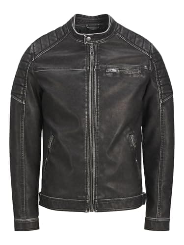 Image of JACK & JONES Male Faux Leather Jacket, black, L