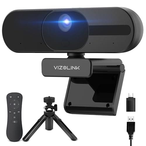 Image of VIZOLINK V21 4K Webcam with Microphone and Speaker, Remote Control, 3x Digital Zoom, 112°Wide Angel, Autofocus, Plug&Play, Privacy Cover and Tripod, PC Webcam for Video Calls and Conferences
