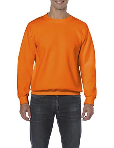 Image of Gildan Men's Adult Crew Neck 18000 Long Sleeve Sweatshirt, Safety Orange, X-Large