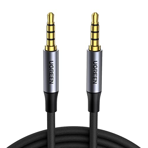 Image of UGREEN Aux Cable 3.3FT 3.5mm to 3.5mm Audio 24K Gold-PlatedMic 4-Pole TRRS Lead Stereo Headphone Mini Jack Compatible with Car Aux Microphone Headset Earphone Speaker Xbox PS4 Laptop PC TV MP3 (1M)