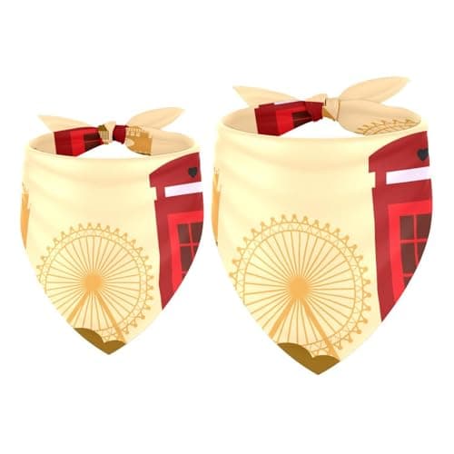 Image of 2 Pack Dog Bandana I Love London Symbols Big Ben Girl Boy Bibs Dog Scarf Kerchief Accessories for Small Medium Large Dogs Puppy Cat Pet