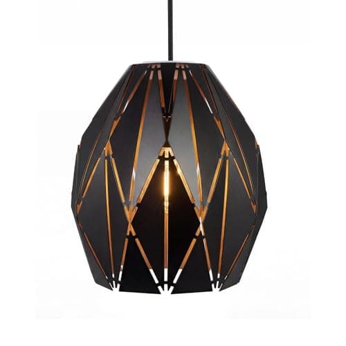 Image of Emitto Light Shade, Ceiling Light Shade, Metal Lampshade with Gold Interior, Easy Fit Pendant Table Lamp, 18x18x20cm, for Living Room, Bedroom, Kitchen