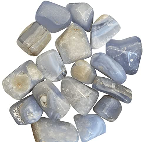 Image of BellaMira Blue Lace Agate Tumblestone Healing Crystal, Single Polished Stone, Healing Crystal for Intellect, Focus, Acceptance, Unconditional Love, Communication, Clarity, Peace, Harmony