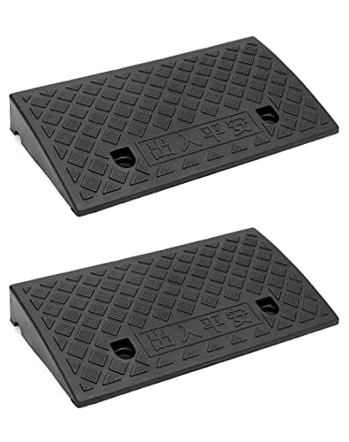 Image of QWORK® 2PCS Plastic Curb Ramps, Door Ramp, Threshold Ramps, For Wheelchairs, Motorcycle, 49x27x7 cm