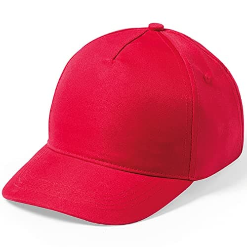Image of eBuyGB Kids Adjustable Pack of 10 Plain Baseball Cap for School, Girls Boys Junior Unisex Children's Hat (Red)