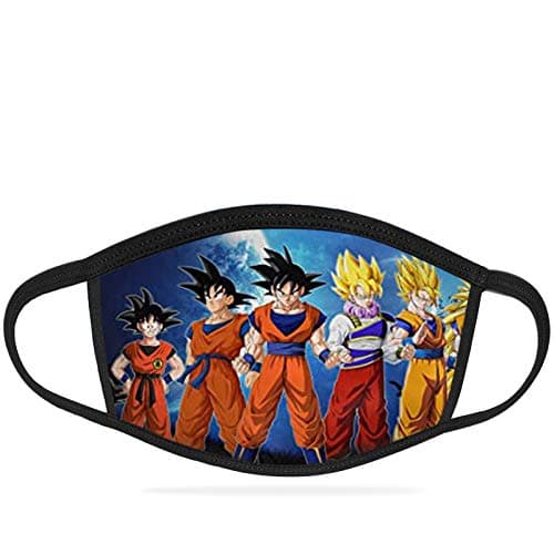 Image of YNR Kids Boys Girls Face Mask Washable Breathable Reusable Mouth Protection Fun Printable (Dragon Ball Z)