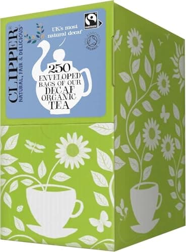 Image of Clipper Organic Everyday Decaf Tea Bags | Natural, Unbleached, Plant-Based Biodegradable & Non GM Black Tea Bags | Eco Conscious & Fair Trade Tea | Individually Wrapped with String & Tag (250 Teabags)