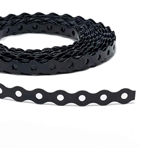 Image of ArmaKit Galvanised Steel Band Metal Fixing Strap with Perforated Holes, Builders All Round Band 10 Meter Roll (12mm Black)