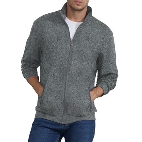 Image of CTU Mens Sweatshirt Full Zip Active Stretchable Jacket Lightweight Long Sleeve Jacket Grey L