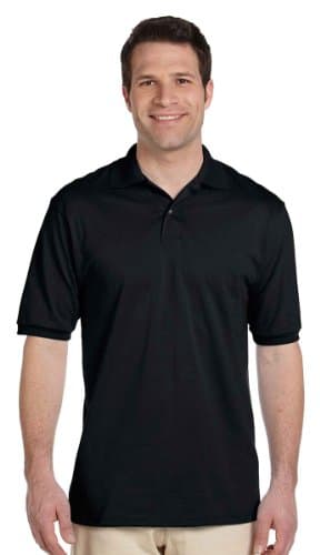Image of Russell Mens Ripple Collar & Cuff Short Sleeve Polo Shirt (2XL) (Black)