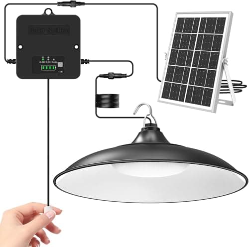 Image of CLAONER Solar Shed Light Indoor Outdoor, 2000LM Daytime Available Pendant Light with Pull Cord, Power Display & Mode Indicator, 3 Lighting Modes Solar Lights IP65 Waterproof for Garage Gazebo Porch