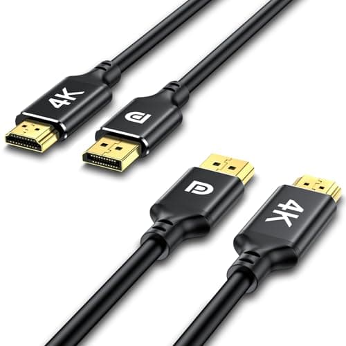 Image of 4K Displayport to HDMI Cable 2 Pack,Uni-Direction,4k@30Hz,2k@60Hz,1080p Full HD,2M DP(Source) to HDMI(Display) Cable,PVC Cord,Gold-Plated Plugs for Dell,NVIDIA,AMD,Lenovo,Monitor, Projector(2M)