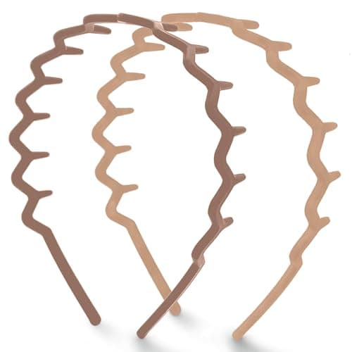 Image of Kitsch Zig Zag Headbands for Women Non Slip – Fashion Accessories for Slicked Back Styles - Comfortable Comb Headband with Teeth | Ideal Gifts for Women - Neutral - 2 pcs