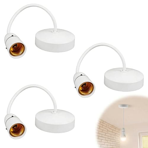 Image of Ninnyi 3 Pcs E27 Light Fittings Ceilings, White Plastic Pendant Ceiling Lights Fitting for Kitchen Island Living Room Bedroom Dinning Room Lightings