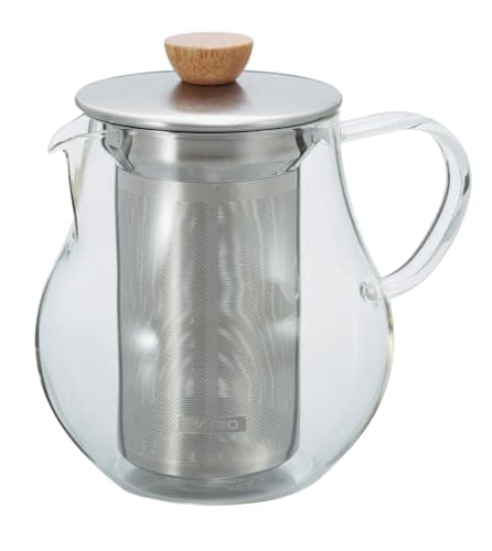 Image of Hario TPC-70HSV 700 ml 1-Piece Glass Tea Pitcher with Stainless Steel Filter, Clear