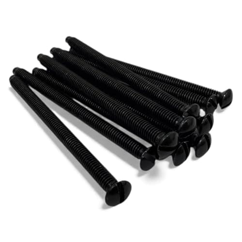 Image of M3.5 x 25mm Black Electrical Machine Screws – Pack of 10 | Light Switch & Plug Socket Screws for Back Boxes, Slotted Head