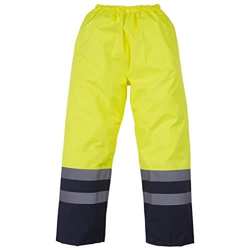 Image of Yoko Mens Hi Vis Waterproof Overtrousers (XL) (Yellow/ Navy)