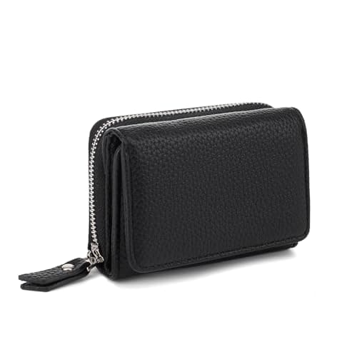 Image of CHAOFANXI Womens Wallet, Small Card Wallets for Women, Trifold Leather Card Wallet Organizer, Ladies Purse Wallets with 6 Card Slots 1 Banknote Slot and 1 Coin Pocket(Black)