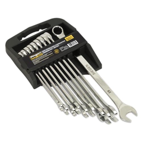 Image of Sealey S0832 Metric Extra-Long Combination Spanner Set, Silver, 10 Pieces