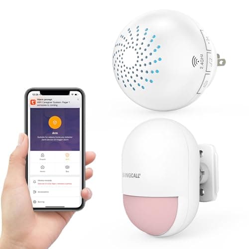 Image of SINGCALL Motion Sensor Shed Alarm System Door Sensor Alert System Intruder Detector Alarm Kit for Shed/Garage/Garden/Shop 1 Plug-in Receiver(2.4Ghz Only) 1 Detector