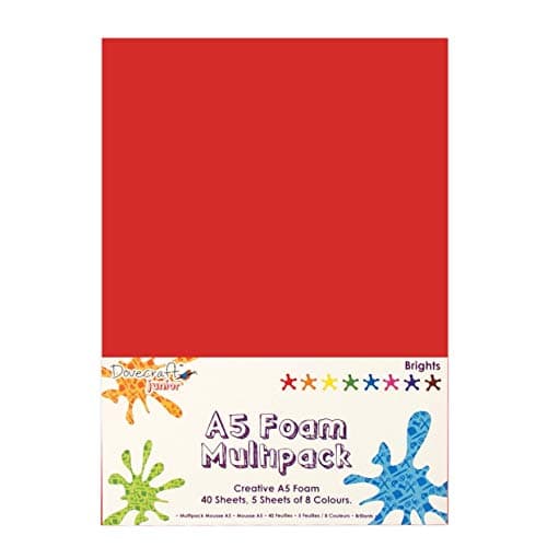Image of Dovecraft Essentials - A5 Creative Foam Sheets Assorted Bright Colours, 50 Pack