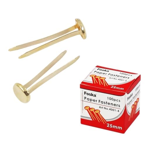 Image of Pack of 100 Paper Fasteners 25mm - Butterfly Clips
