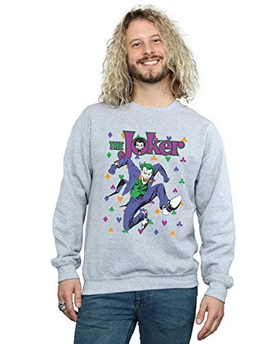 Image of Absolute Cult DC Comics Men's Batman Joker Cards Jump Sweatshirt Sport Grey XXXXX-Large