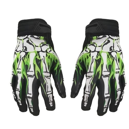 Image of EXCEREY Ghost Claw Off-Road Racing Gloves Skeleton Touchscreen Touchscreen Gloves Outdoor Sports Gloves for Men, Women and Mountaineering (Green, Large)