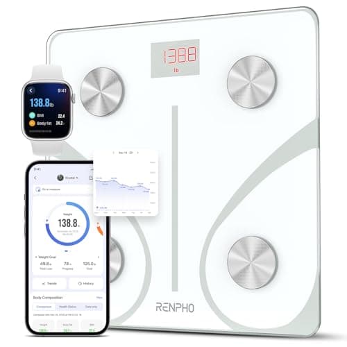 Image of RENPHO Body Fat Scale Bluetooth, Digital Body Weight Bathroom Scales Weighing Scale with Smart BMI Scale, Body Composition Monitors with Smartphone App, White