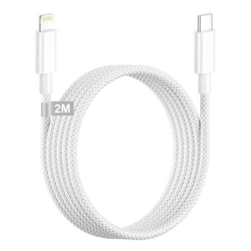 Image of USB C to Lightning Cable 2M [Apple MFi Certified], 2M iPhone Charging Cable USB C Nylon Braided iPhone Cable Fast Charging Lead Wire Compatible With iPhone 14 13 12 11 Pro Max Mini XS XR 8Plus SE iPad