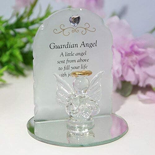 Image of Thoughts of you Glass Guardian Angel Ornament with Verse - Joy & Love