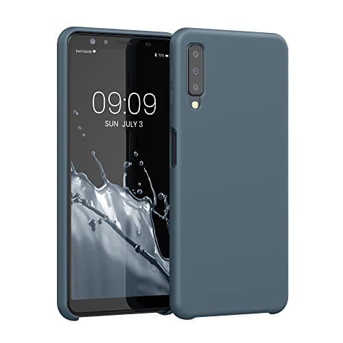 Image of kwmobile Case for Samsung Galaxy A7 (2018) Case - Soft Cover - Shockproof Silicone - Wireless Charging Dark Slate