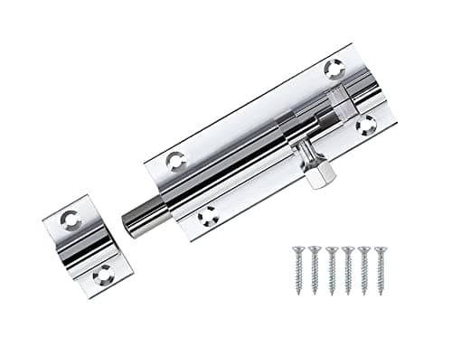 Image of TERF® Door Bolt Polished Chrome Barrel Slide Lock 50mm [2''] Door Latch with Screws Ideal for Internal and External Doors Locks for Bedroom Bathroom Toilet Shed Gate Cupboards and Cabinets - 50mm