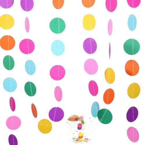 Image of 4 Pack Rainbow Hanging Paper Garland Bunting for Party Decorations, 16M Total Colorful Hanging Banner for Party Decorations, Birthday Decor, Wedding, Indoor & Outdoor Bunting Decorations