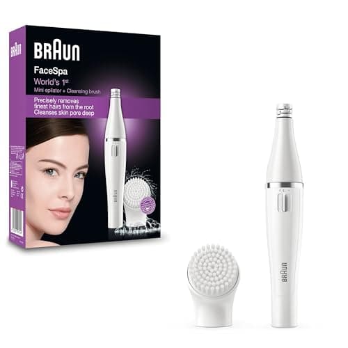 Image of Braun FaceSpa Face Epilator, Hair Removal with Facial Cleansing Brush Head, 100% Waterproof, SE810, White
