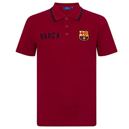 Image of FC Barcelona Official Football Gift Boys Crest Polo Shirt Red 12-13 Years