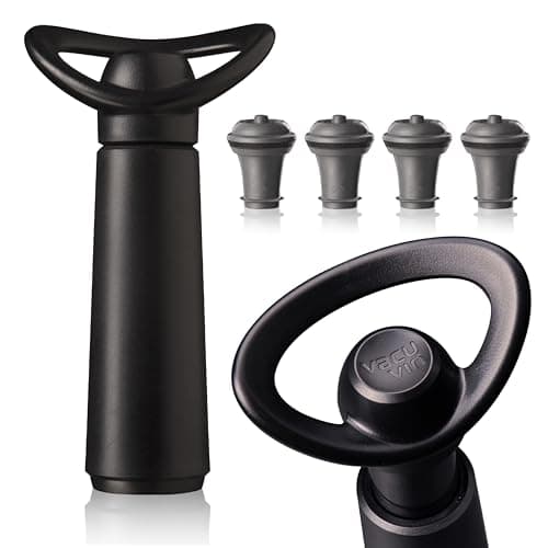 Image of Vacu Vin Wine Saver Concerto with 4 Vacuum Stoppers – Premium Wine Preserver Pump – Airtight Seal Keeps Wine Fresh Longer – Click Indicator – Manual Pump – Black Wine Saver Set