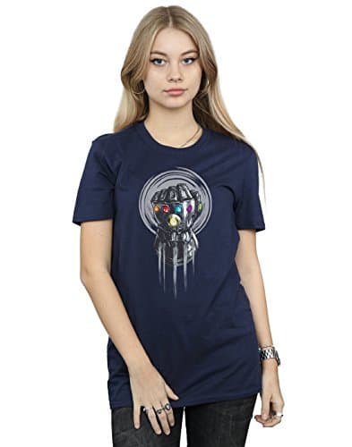 Image of Marvel Women's Avengers Infinity War Power Fist Boyfriend Fit T-Shirt Navy Blue X-Large