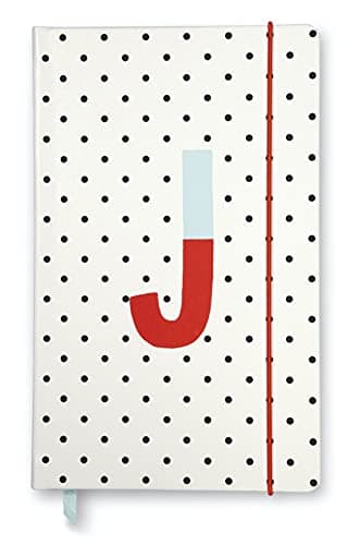 Image of Kate Spade New York Large Take Note Initial Journal Notebook, Polka Dot Vegan Leather Bound Journal, Lined Notebook with 168 Pages and Bookmark, J (Red)